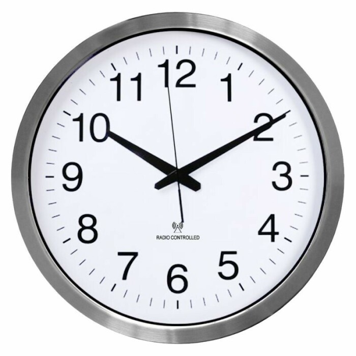 Horloge murale radio pilotée en aluminium Ø 50 cm