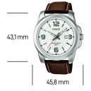 Montre Casio classique avec date bracelet cuir_mesures