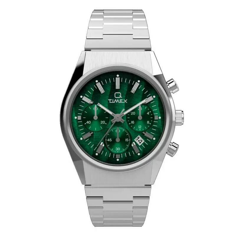 Montre homme Timex Q Falcon Eye chronographe acier cadran vert
