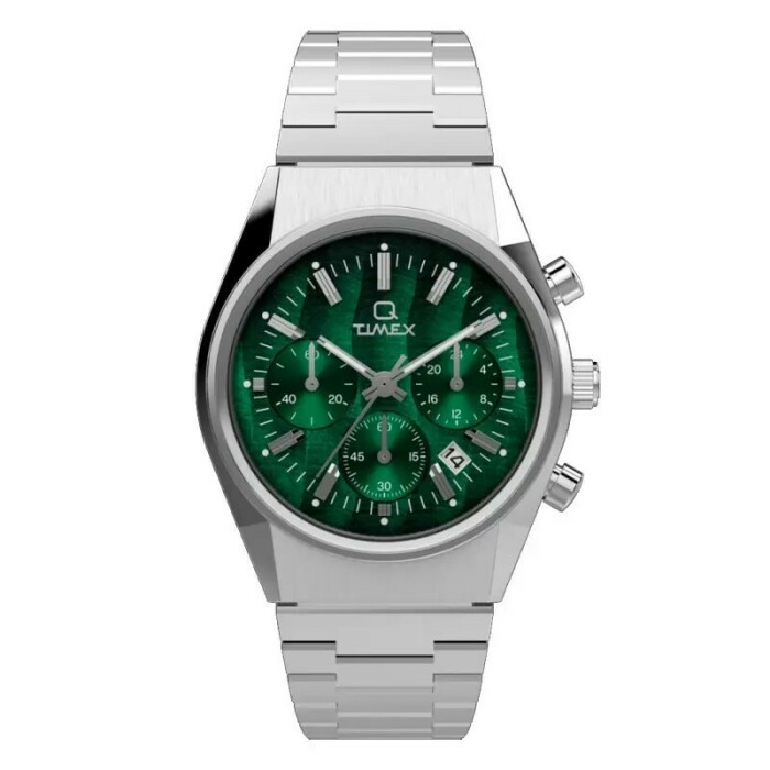 Montre homme Timex Q Falcon Eye chronographe acier cadran vert