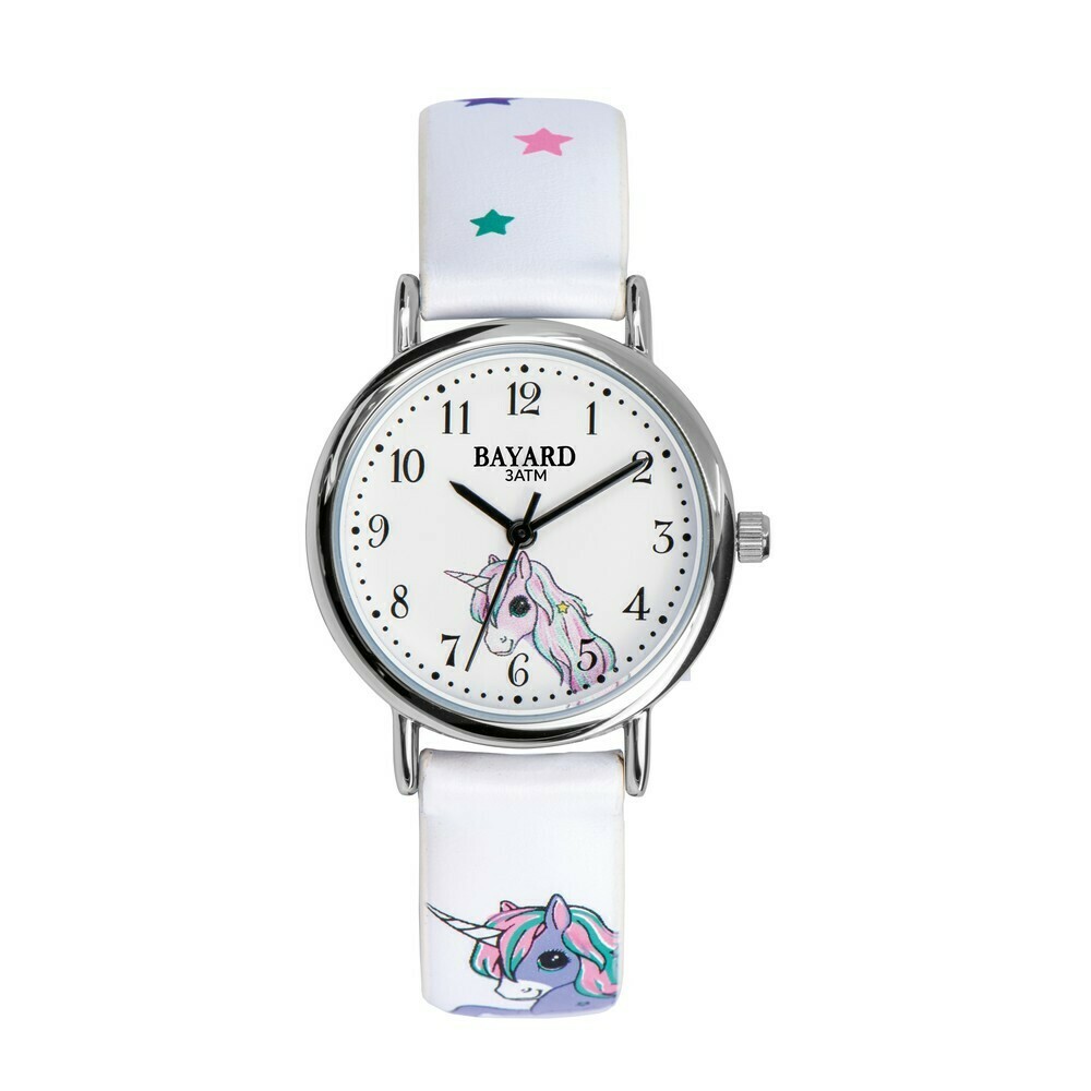 Montre ado blanche Bayard licorne &eacute;toiles
