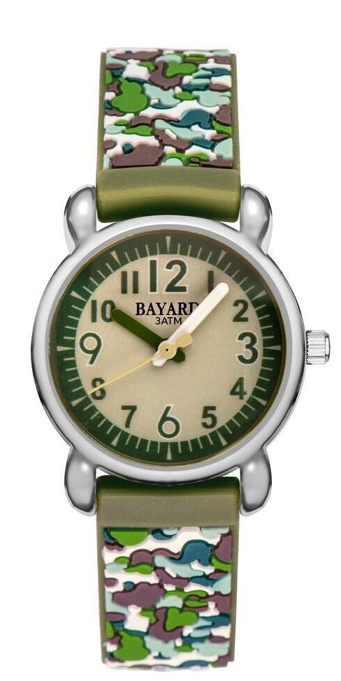 Montre ado gar&ccedil;on vert kaki style camouflage Bayard
