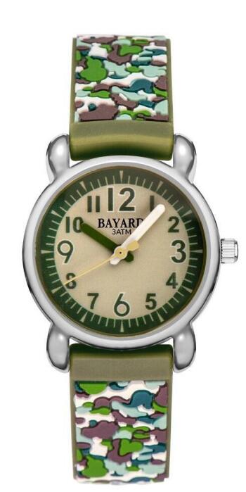 Montre ado gar&ccedil;on vert kaki style camouflage Bayard