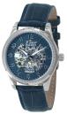 Montre automatique squelette bleue bracelet cuir Bayard