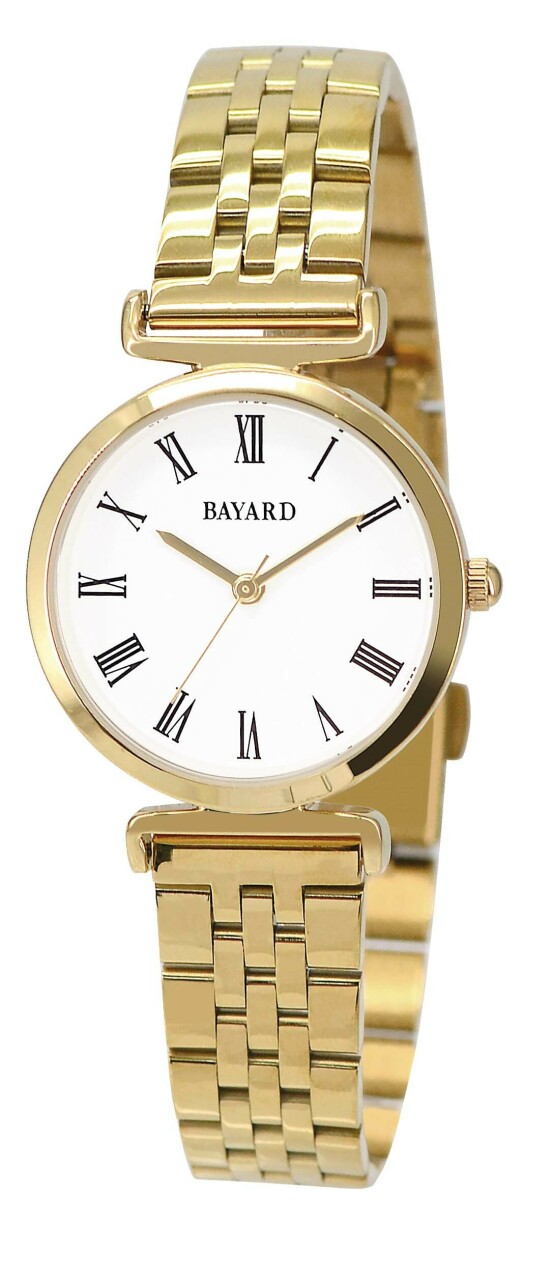 Montre &agrave; quartz ronde en m&eacute;tal dor&eacute; pour dame Bayard