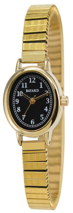 Montre &agrave; quartz ovale dor&eacute;e cadran bleu fonc&eacute; pour dame
