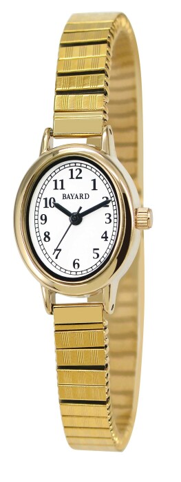 Montre à quartz ovale dorée cadran blanc pour dame