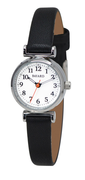 Montre pour femme boitier rond dor&eacute; bracelet noir