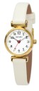 Montre &agrave; quartz ronde dor&eacute;e pour dame bracelet blanc