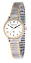 Montre pour femme boitier argent&eacute; bracelet extensible bicolore avec date