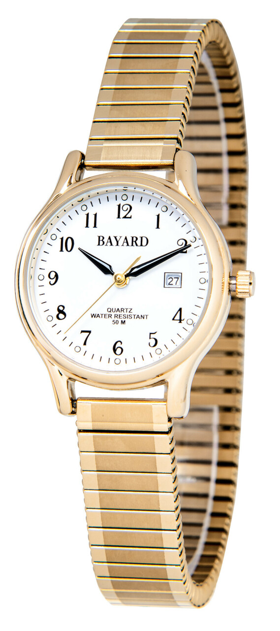 Montre pour femme dor&eacute;e bracelet extensible avec date