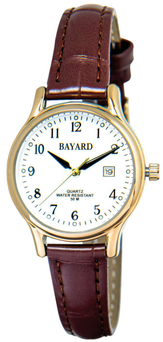 Montre pour femme boitier dor&eacute; bracelet bordeaux avec date