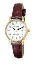 Montre pour femme boitier dor&eacute; bracelet bordeaux avec date