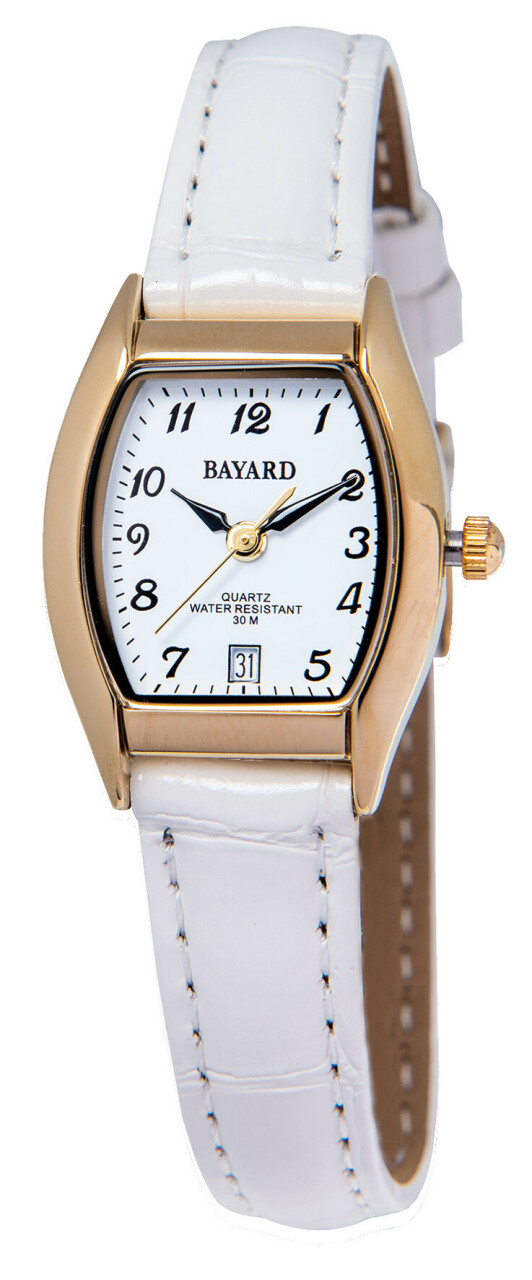 Montre tonneau blanche pour femme avec date