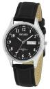Montre ronde noire avec date et jour en fran&ccedil;ais Bayard