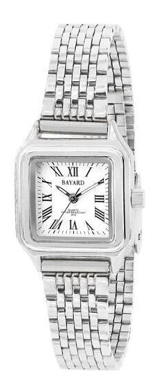 Montre carr&eacute;e argent&eacute;e pour femme Bayard