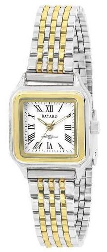 Montre carr&eacute;e argent&eacute;e et dor&eacute;e Bayard
