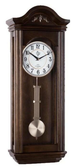 Carillon à quartz en bois de noyer chapeau de gendarme sculpté