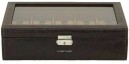 Coffret de montres en simili cuir marron 10 places_ferm&eacute;
