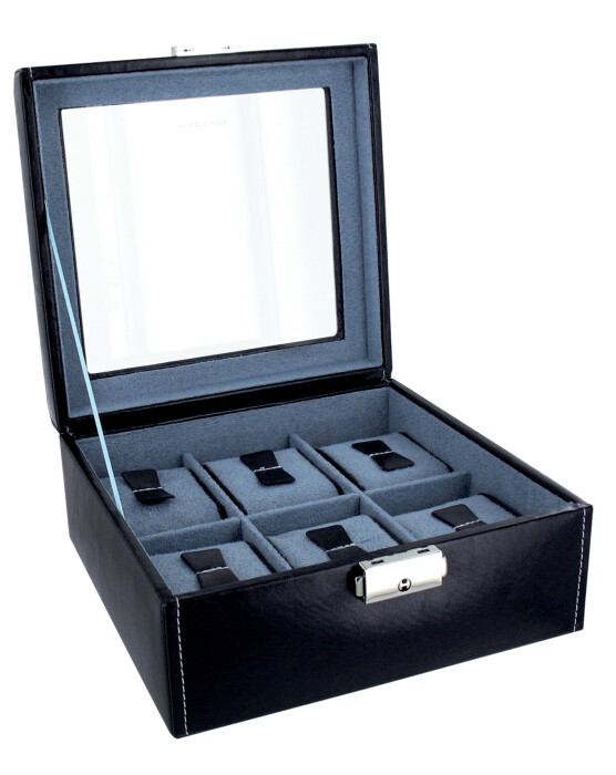 Coffret de montres en simili cuir noir 6 montres