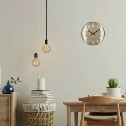 Pendule murale silencieuse grise verre bombé Ø 35 cm
