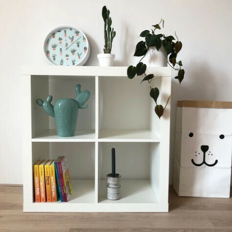 Pendule à quartz ronde cadran bleu "Cactus"