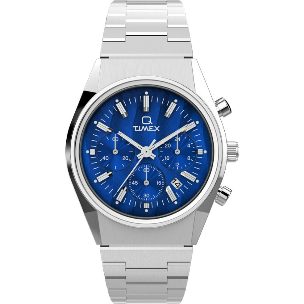 Montre homme Timex Q Falcon Eye chronographe acier cadran bleu