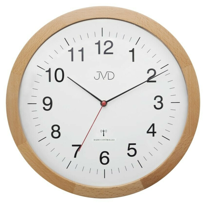 Horloge murale radio-pilotée ronde en bois