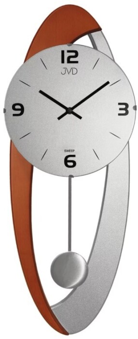 Horloge murale ovale &agrave; balancier moderne silencieuse bois gris