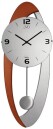 Horloge murale ovale &agrave; balancier moderne silencieuse bois gris
