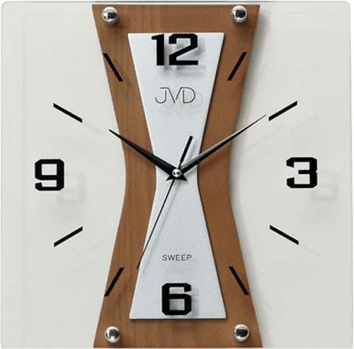 Horloge murale carr&eacute;e en verre et bois