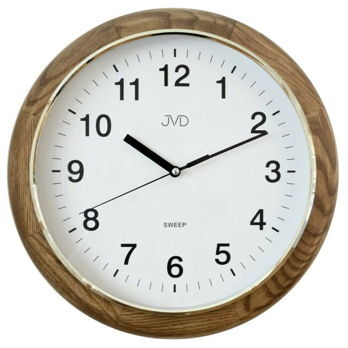 Horloge murale en bois de ch&ecirc;ne contour dor&eacute;