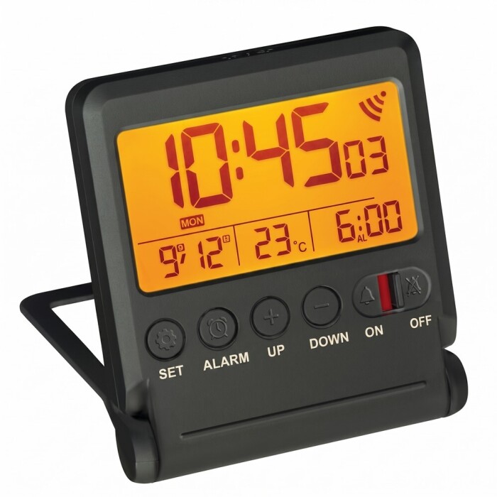 R&eacute;veil digital radio-pilot&eacute; noir avec temp&eacute;rature