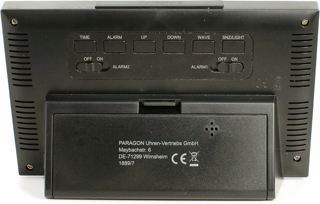 R&eacute;veil digital noir radio-pilot&eacute; double alarme_arriere