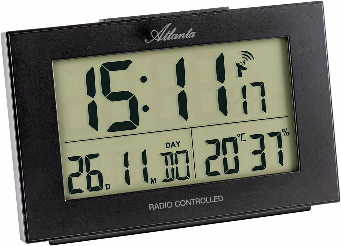 R&eacute;veil digital noir radio-pilot&eacute; double alarme