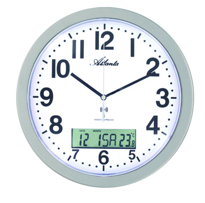 Pendule murale avec calendrier entourage gris