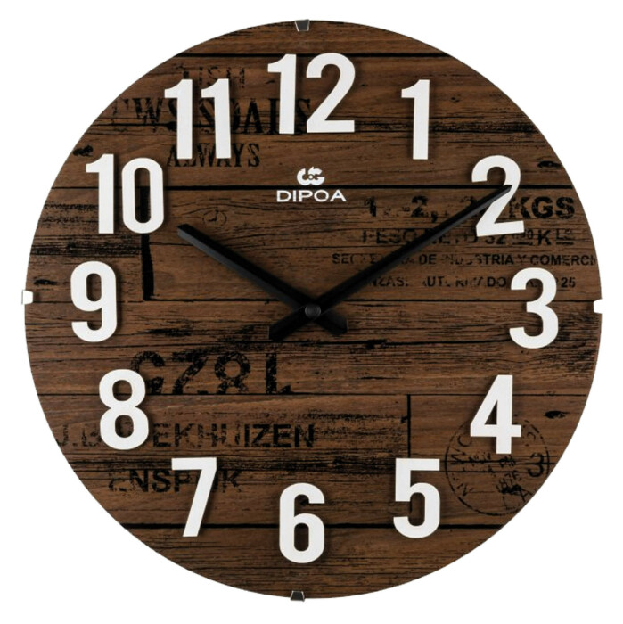 Horloge murale silencieuse en bois verre bombé