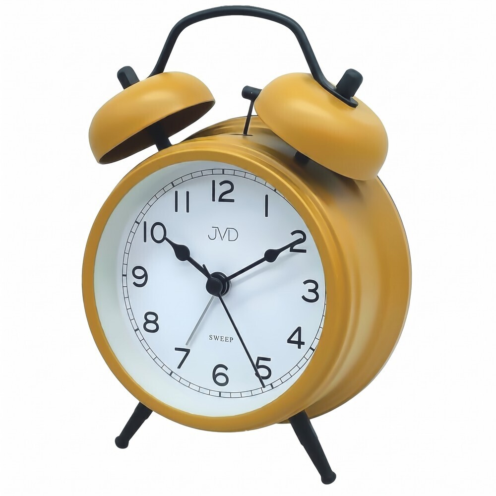 R&eacute;veil silencieux JVD double cloche jaune moutarde