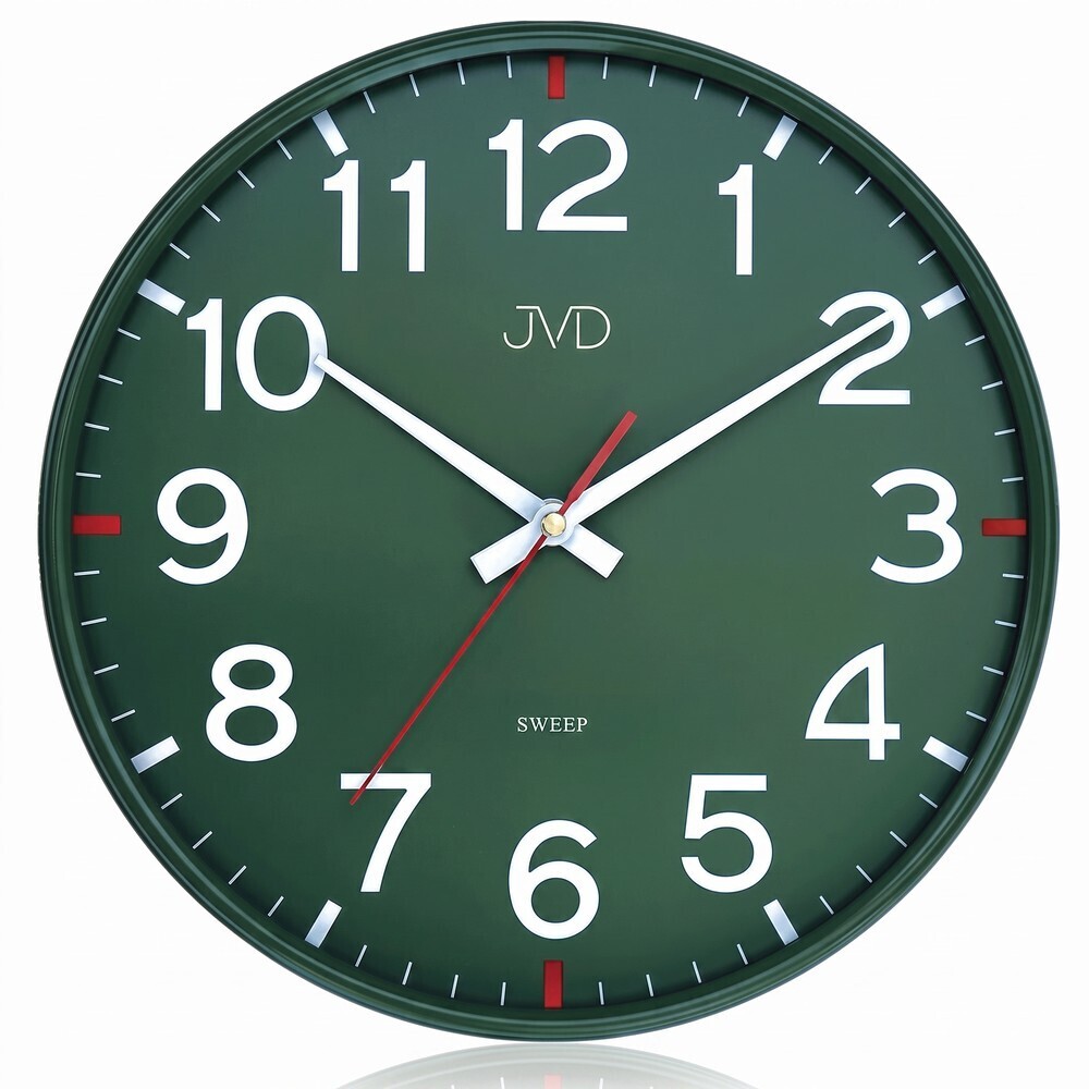 Horloge murale silencieuse verte JVD trotteuse rouge