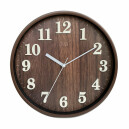 Horloge murale moderne fa&ccedil;on bois fonc&eacute;