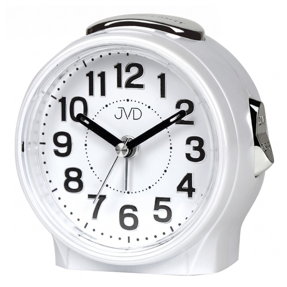 R&eacute;veil silencieux blanc JVD &eacute;clairage bleu