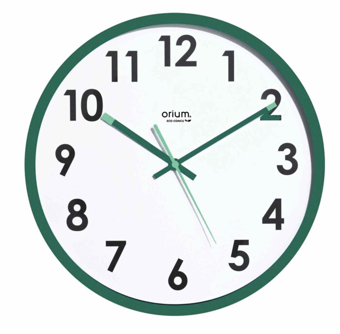 Pendule murale silencieuse verte en plastique