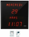 Horloge murale digitale affichage rouge en fran&ccedil;ais date et heure