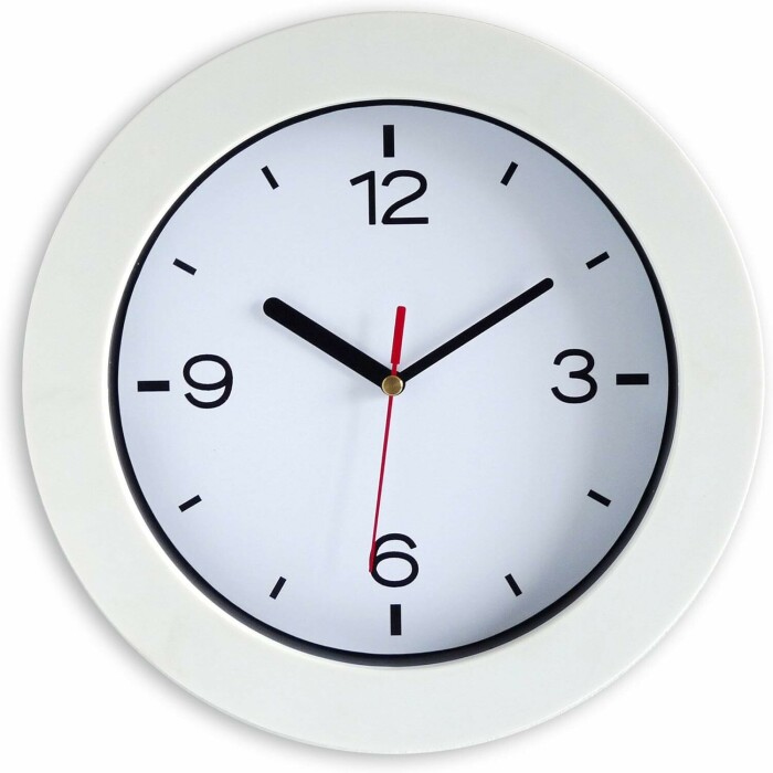 Horloge murale blanche ronde à poser ou à accrocher