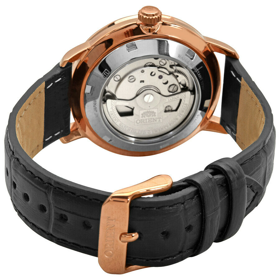 Montre automatique en acier rose et noir pour homme_arriere