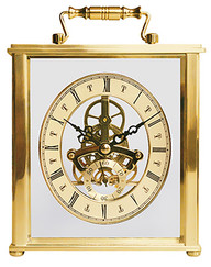 Pendule de bureau squelette dorée