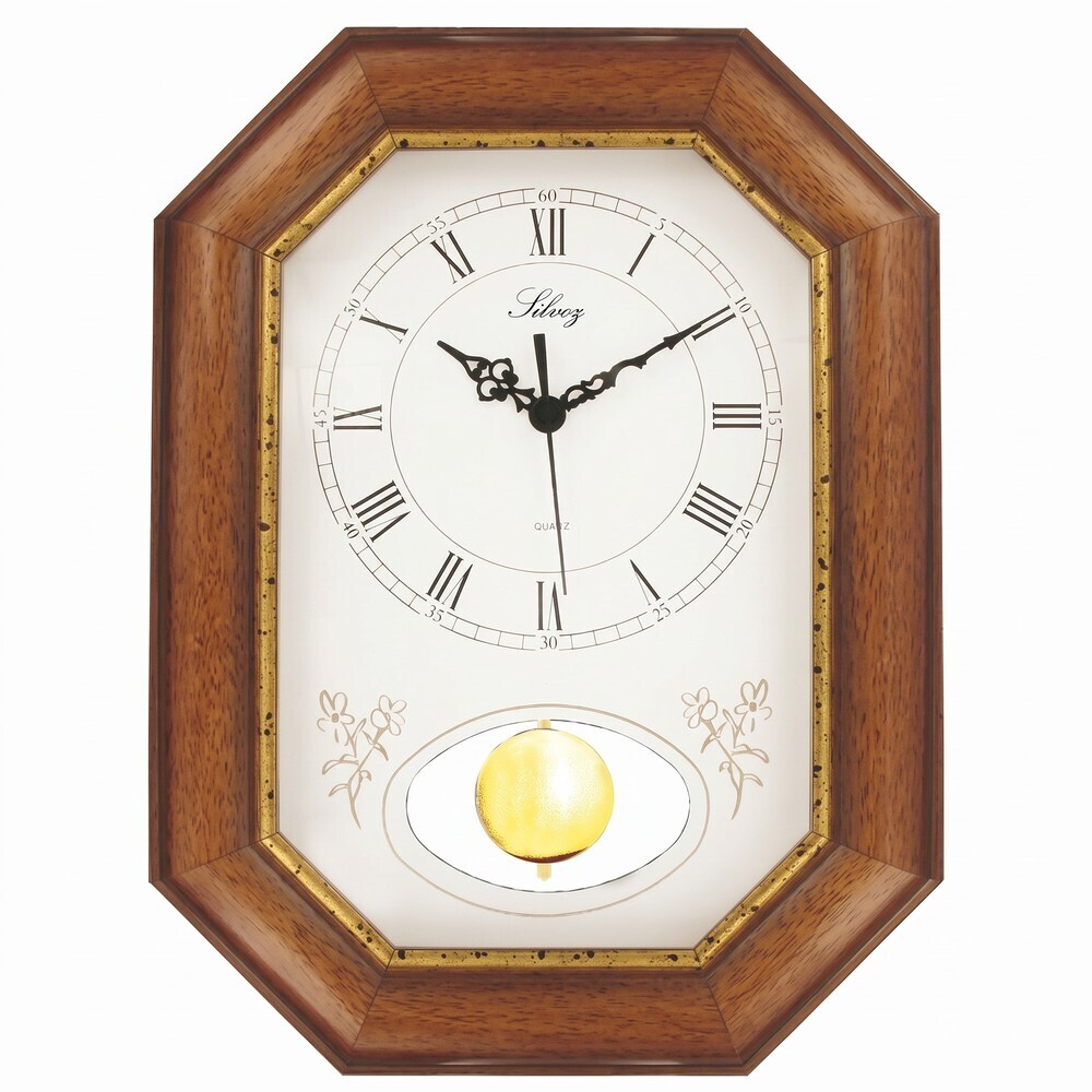 Pendule murale &agrave; quartz entourage en bois