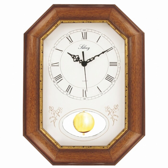 Pendule murale &agrave; quartz entourage en bois