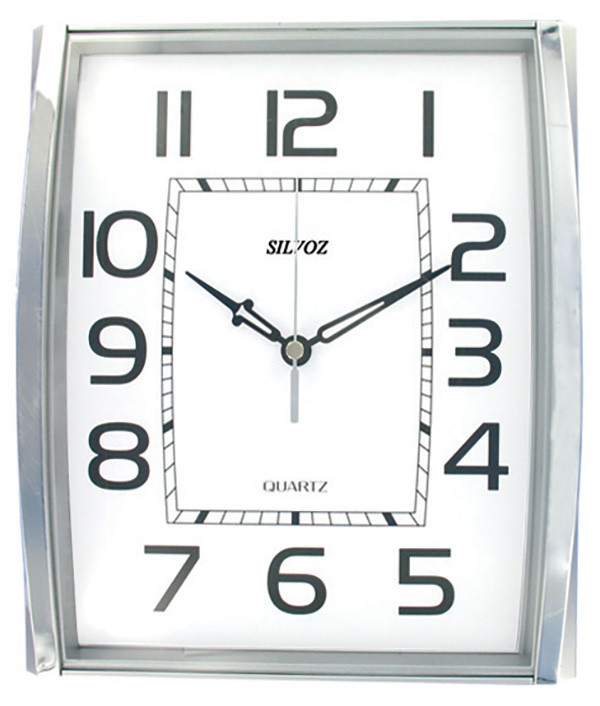 Pendule murale silencieuse &agrave; quartz argent&eacute;e