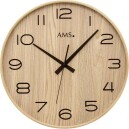 Horloge murale ronde radio-pilot&eacute; couleur bois clair 32 cm